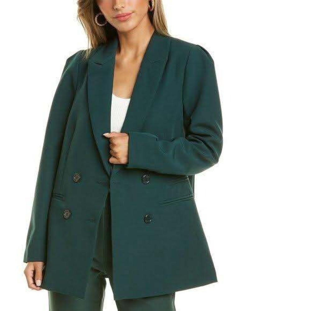 Walter Baker Double Breasted Blazer Puff Shoulder Emerald Green Size Small‎ S